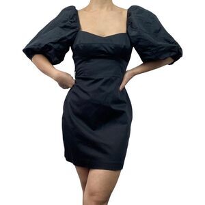 Zara Black‎ Puff Sleeve Fitted Sweetheart Neckline Mini Dress